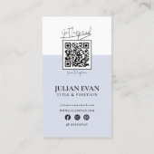 ホログラフィモダンックモノグラムほこりっぽい青 名刺 (裏面)