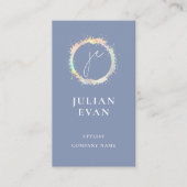 ホログラフィモダンックモノグラムほこりっぽい青 名刺 (正面)