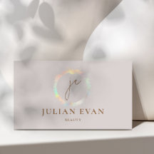 ホログラフィモダンックモノグラムベージュ名刺