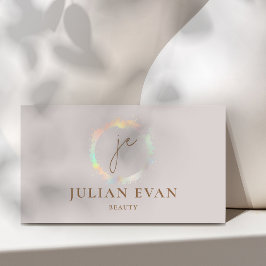 ホログラフィモダンックモノグラムベージュ名刺 名刺