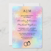 ホログラフィモダンックモノグラム結婚式招待状 招待状 (正面)