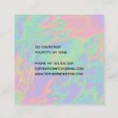 ホログラフィモダンックレインボーパステルビジネスカード スクエア名刺 (裏面)