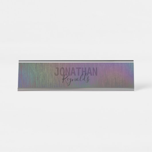 ホログラフィモダンックレインボーメタル – デスク名プレート デスクネームプレート (正面)