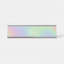 ホログラフィモダンックレインボー効果金属フレーム デスクネームプレート