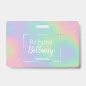 ホログラフィモダンックレインボー効果金属フレーム バッジ (裏面)