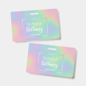 ホログラフィモダンックレインボー効果金属フレーム バッジ (正面＆裏面)