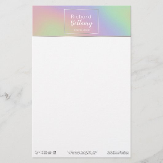 ホログラフィモダンックレインボー効果金属フレーム 便箋 (正面)