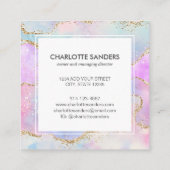 ホログラフィモダンックレインボー金ゴールドグリッター スクエア名刺 (裏面)