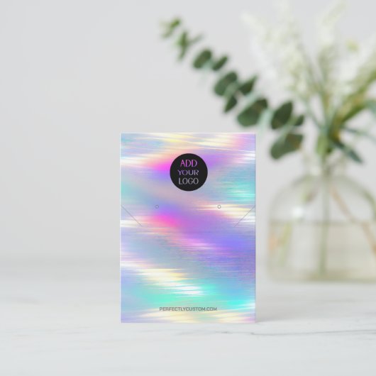 ホログラフィモダンックロゴQRコードネックレスイヤリング 名刺 (スタンド正面)