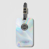 ホログラフィモダンック事業のロゴとウェブサイト ラゲッジタグ (正面縦)