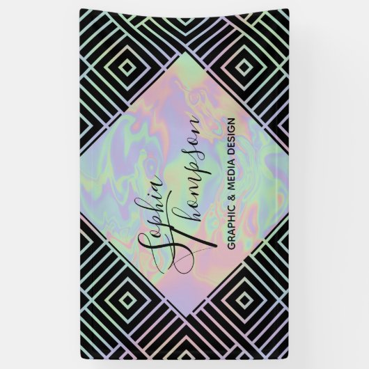 ホログラフィモダンック対称パターンバナー 横断幕 (縦)