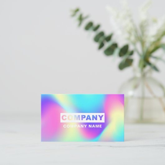 ホログラフィモダンック抽象芸術スカイパステルレインボー 名刺 (スタンド正面)