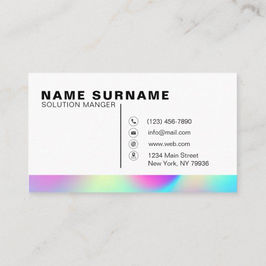 ホログラフィモダンック抽象芸術スカイパステルレインボー 名刺 (裏面)