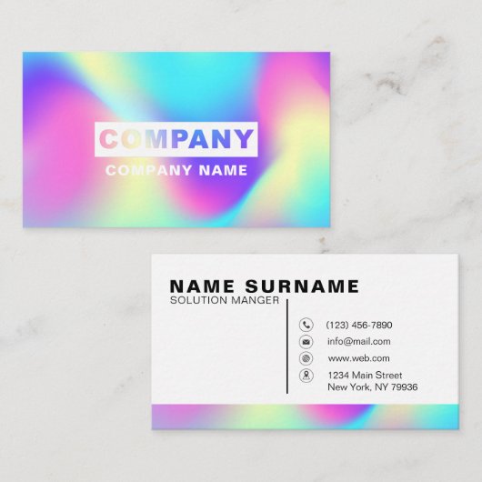 ホログラフィモダンック抽象芸術スカイパステルレインボー 名刺 (正面/裏面)
