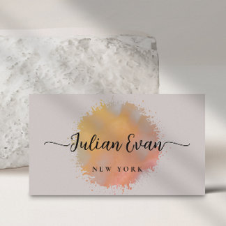 ホログラフィモダンック抽象芸術水カラーニュートラル 名刺