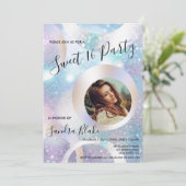 ホログラフィモダンック箔あなたの写真ホログラフを追加 招待状 (スタンド正面)