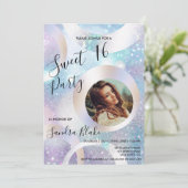 ホログラフィモダンック箔あなたの写真ホログラフを追加 招待状 (スタンド正面)