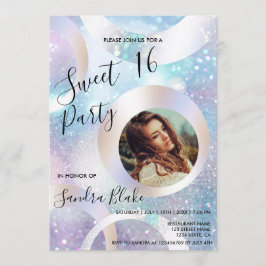 ホログラフィモダンック箔あなたの写真ホログラフを追加 招待状