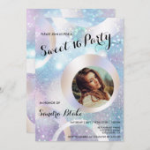 ホログラフィモダンック箔あなたの写真ホログラフを追加 招待状 (正面/裏面)