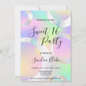 ホログラフィモダンック箔ユニコーン色ホログラフ 招待状 (正面)