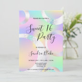 ホログラフィモダンック箔ユニコーン色ホログラフ 招待状 (スタンド正面)