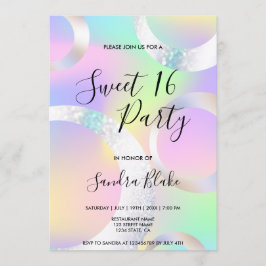 ホログラフィモダンック箔ユニコーン色ホログラフ 招待状