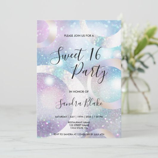 ホログラフィモダンック箔円ホログラフ 招待状 (スタンド正面)