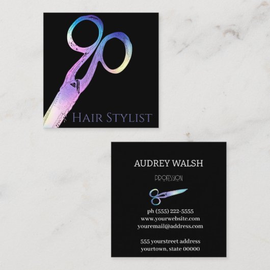 ホログラフィモダンック簡易四角形名刺 スクエア名刺 (正面/裏面)