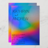 ホログラフィモダンック結婚式招待状 招待状 (正面/裏面)