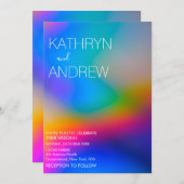 ホログラフィモダンック結婚式招待状 招待状 (正面/裏面)