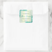 ホログラフィモダンック美容液ラベルのティール(緑がかった色) スクエアシール (バッグ)