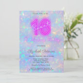 ホログラフィモダンック虹色ネオンスウィート16 招待状 (スタンド正面)