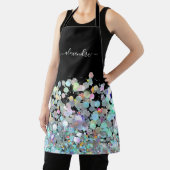 ホログラフィモダンック輝きグリッターカスタムブラック エプロン (インサイチュ)