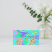 ホログラフィモダンック金ゴールドグリッターヘッドホンDJ 名刺 (スタンド正面)