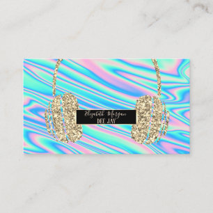 ホログラフィモダンック、金ゴールドグリッターヘッドフォンDJ 名刺