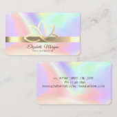 ホログラフィモダンック、金ゴールドストライプ、金ゴールドロータス 名刺 (正面/裏面)