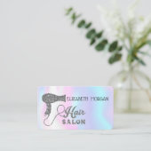 ホログラフィモダンック、銀ヘアドライヤー、ヘアサロン 名刺 (スタンド正面)