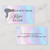 ホログラフィモダンック、銀ヘアドライヤー、ヘアサロン 名刺 (正面/裏面)