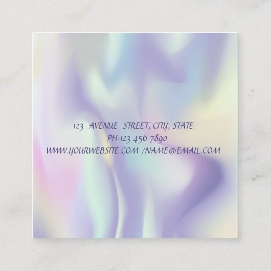 ホログラフィモダンックInstagramソーシャルメディア スクエア名刺 (裏面)