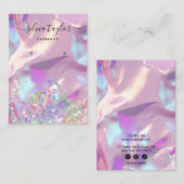 ホログラフィモダンックunicornスクリプトイヤリング表示 名刺 (正面/裏面)