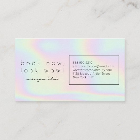 ホログラフィモダンーのメイクアーティストのグラデーション虹 名刺 (裏面)