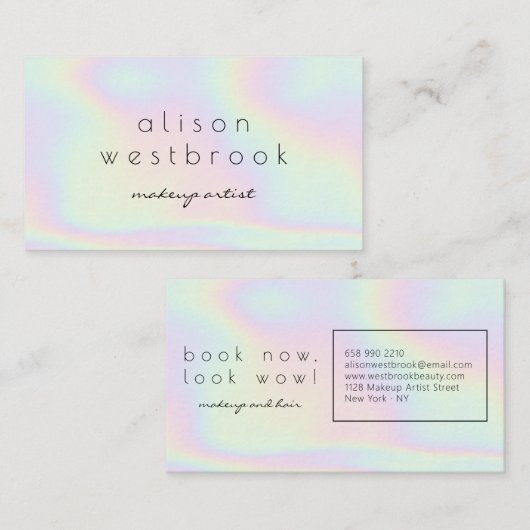 ホログラフィモダンーのメイクアーティストのグラデーション虹 名刺 (正面/裏面)
