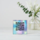 ホログラフィモダンーの単純な四角形 スクエア名刺 (スタンド正面)