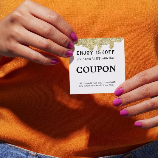 ホログラフィモダンー署名Glam金ゴールドグリッター 割引カード