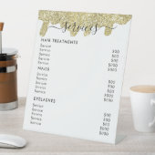 ホログラフィモダンー署名Glam金ゴールドグリッター 台座サイン (インサイチュ)