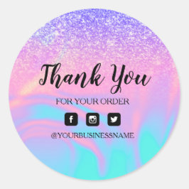 ホログラフィユニコーングリッタークラシック大理石ラウンドセント ラウンドシール