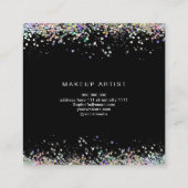 ホログラフィユニークックグリッターリップ美しいブラック スクエア名刺 (裏面)