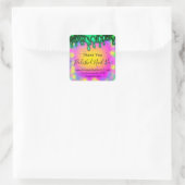 ホログラフィーサンキューブティックドリップホットピンクグリーン スクエアシール (バッグ)