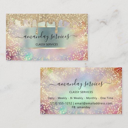 ホログラフィードリップバラメイクアップまつげ爪、 ネイルヘア 名刺 (正面/裏面)