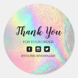 ホログラフィーUnicornステッカー。エレガンスと調和 ラウンドシール